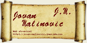 Jovan Malinović vizit kartica